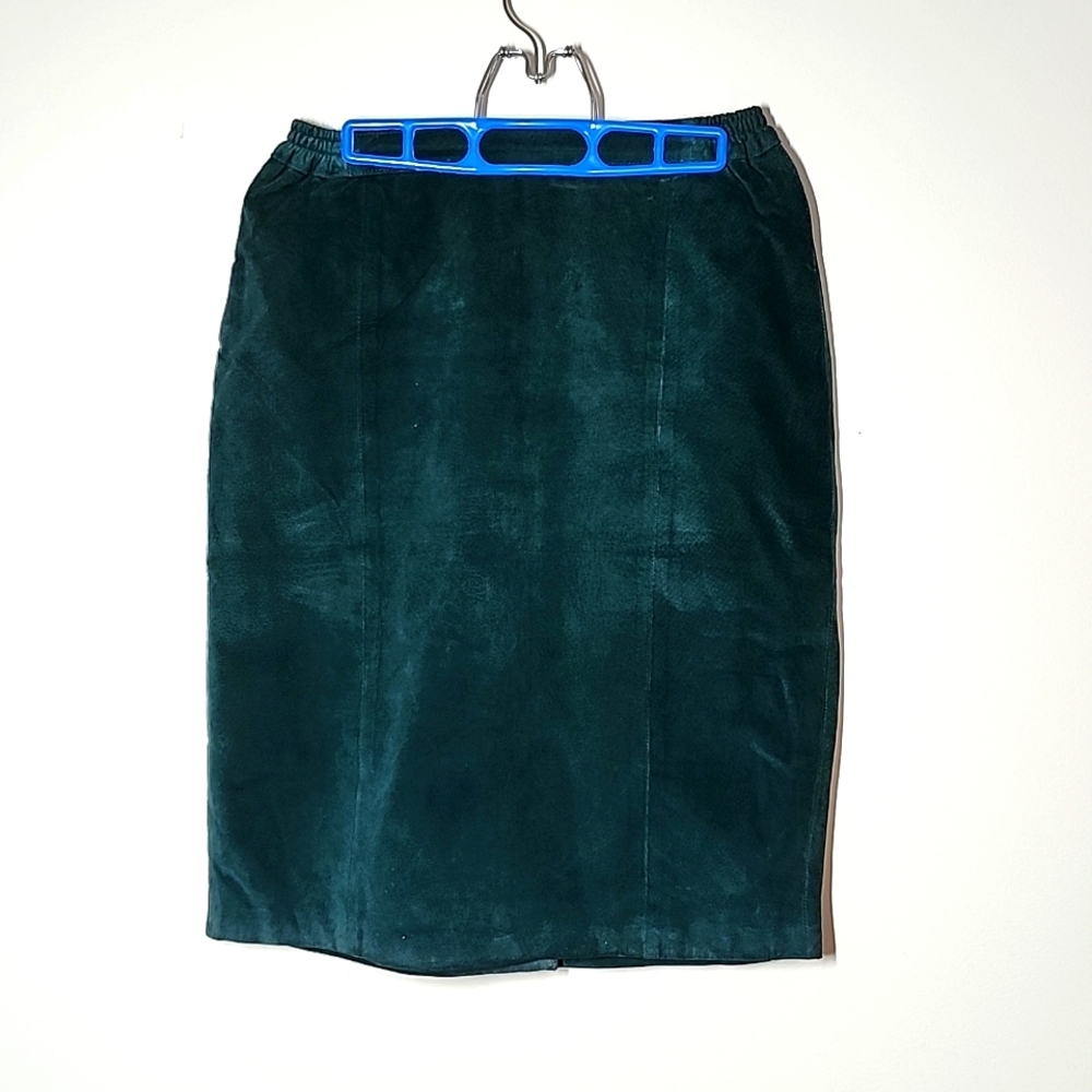 Sierra Suede Green Suede Leather Midi Skirt womens 8